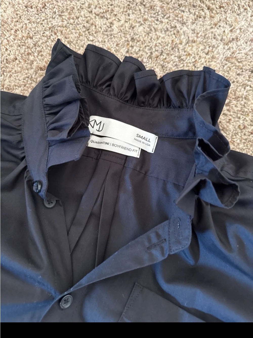 Kate McHale Jensen KMJ Quarantini Boyfriend Fit Blouse in Black Size Small - Picture 9 of 12